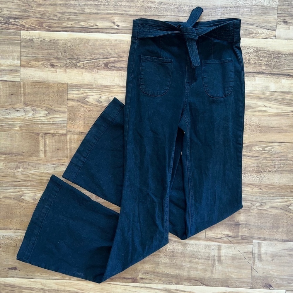 Urban Outfitters BDG Black Tie Waist High Rise Flare Leg Pants size 25